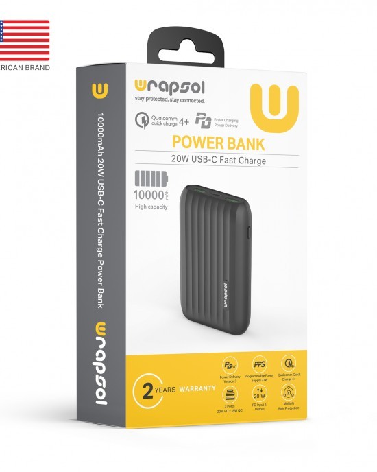 Fast Charge Power BankWPB 10000 Black1 - رابسول أفضل متجر لاكسسوارات الجوال