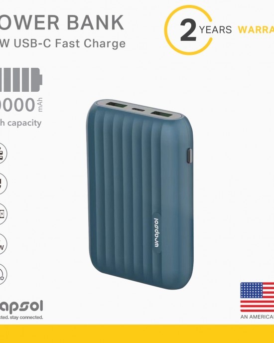 Fast Charge Power BankWPB 10000 Blue4 - رابسول أفضل متجر لاكسسوارات الجوال