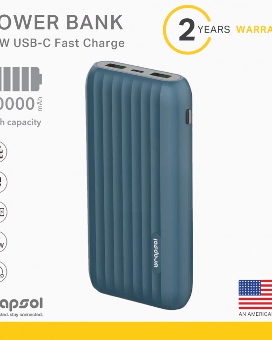 Fast Charge Power BankWPB 20000 Blue4 - رابسول أفضل متجر لاكسسوارات الجوال