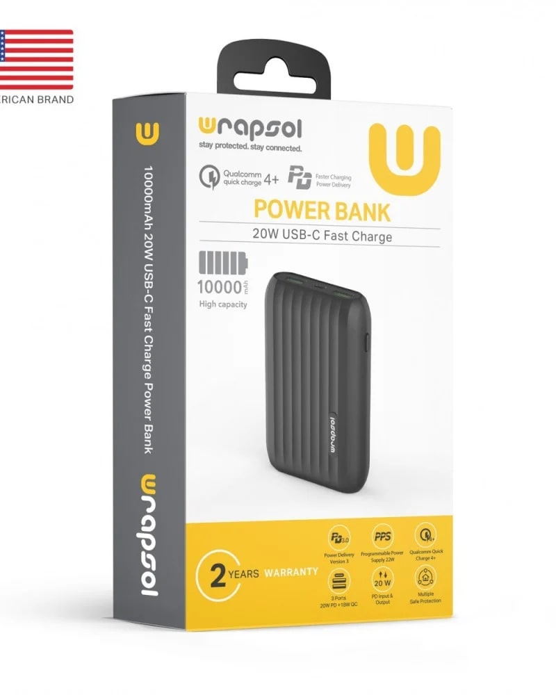 Fast Charge Power BankWPB 10000 Black3 - رابسول أفضل متجر لاكسسوارات الجوال